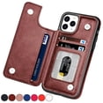 thumbnail image 4 of Genuine Leather iPhone 14 Plus Case- -Premium Wallet case iPhone 14 plus With Card Slot -Kickstand adjustable-Camera Protection Come With Free Gift Brown color, 4 of 4