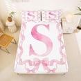 thumbnail image 5 of Erosebridal Dreamy Princess Bowknot Kids Bed Sheets,Pink Letter S Print King Sheets For Kids 4-Piece, 5 of 6