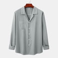 thumbnail image 2 of Ohufall Mens Shirts,Long Sleeve Shirts for Men,Casual Solid Fashion Young Blood Turn-down Collar With Pocket Button Long Sleeve Blouse Tops Shirt, 2 of 4