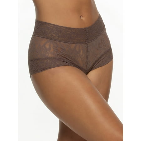 Felina Signature Stretchy Lace Hi-Waisted Boyleg Panty (Mink  Small)