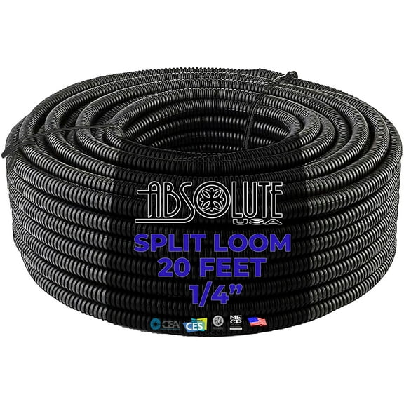 Absolute SLT14 20 feet 1/4" split loom wire tubing hose cover auto home marine