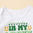 thumbnail image 4 of Youmylove Toddler Baby Girl Clothes Infant Girls St.Patrick's Day Outfit Summer Short Sleeve Romper Bodysuits Ruffles Shorts Outfits 0-3 Months, 4 of 8