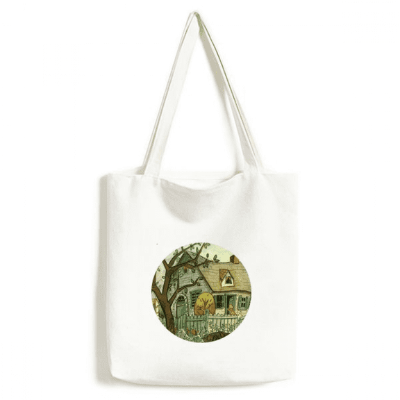 Miaoji Painting Watercolor Cat Downtown Girl Tote Canvas Bag Shopping Satchel Casual Handbag