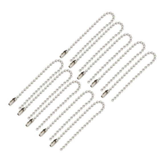 Unique Bargains Stainless Steel Bead Ball Chain Keychain 2.4mm by 6 Inches 10pcs