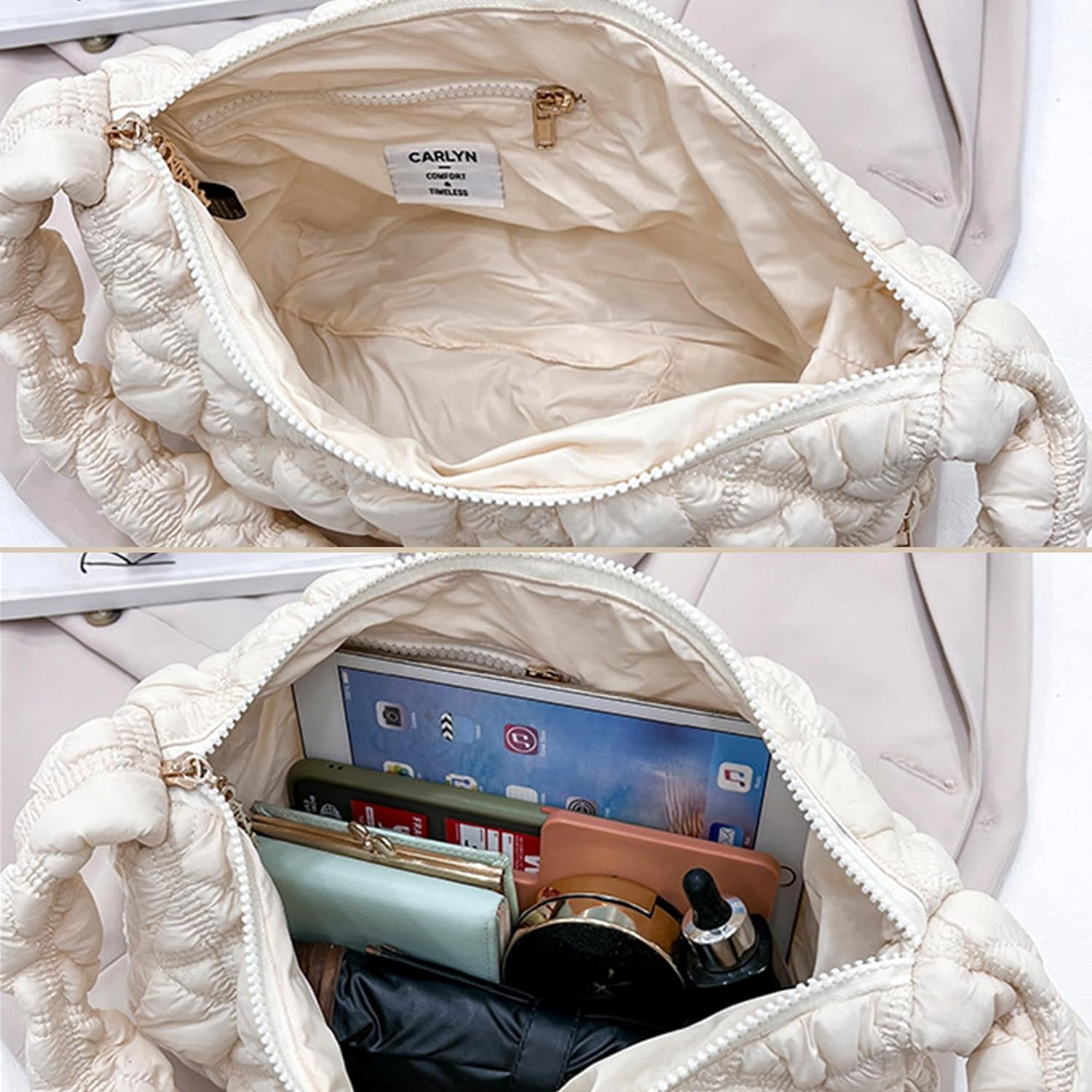 Quilted Shoulder Bag Puffer Handbag Crossbody Purse Padded Cloud Hobo Bag with Adjustable Strap