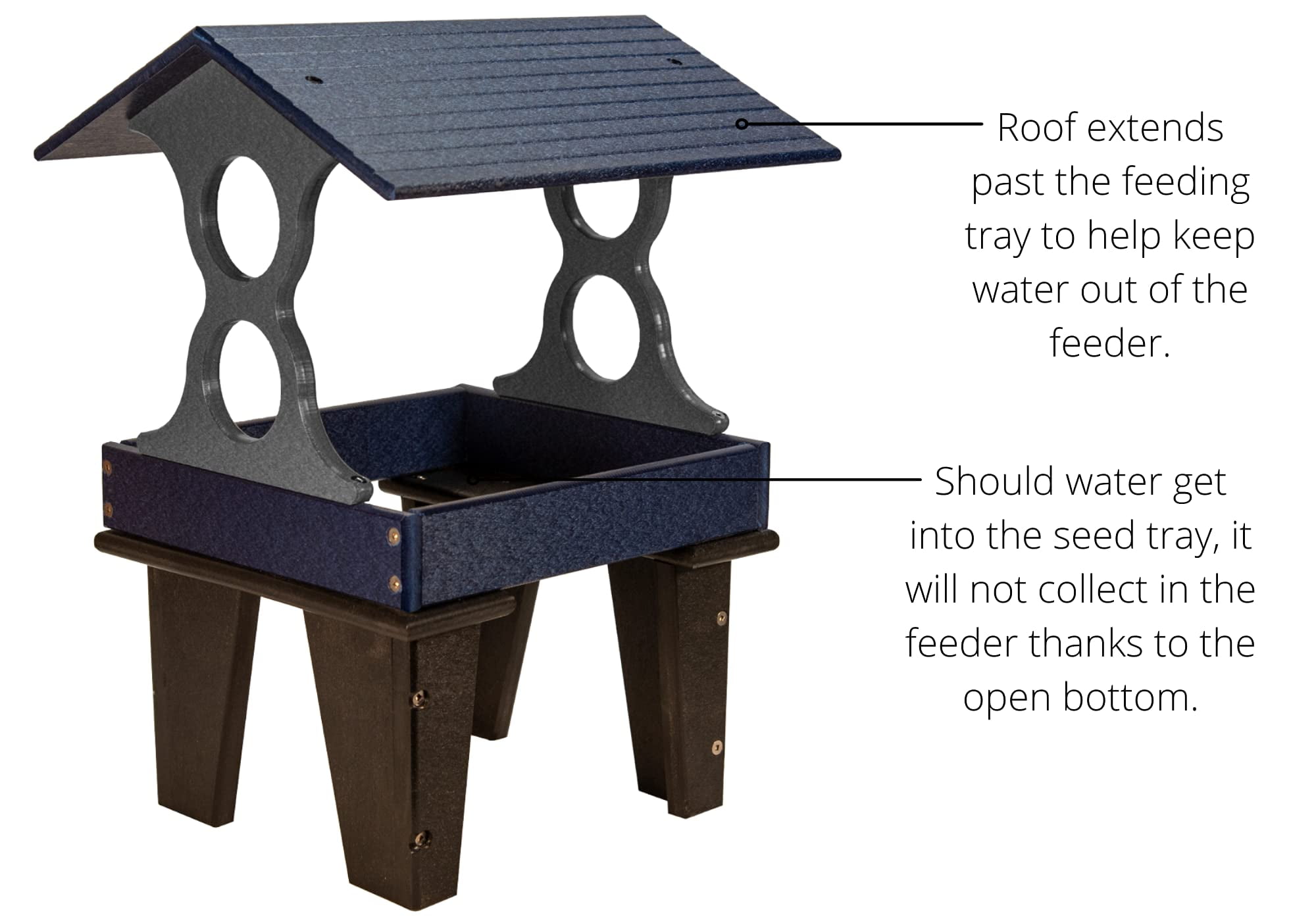 JCs Wildlife Ground Fly Thru Bird Feeder (Medium, Blue and Gray)