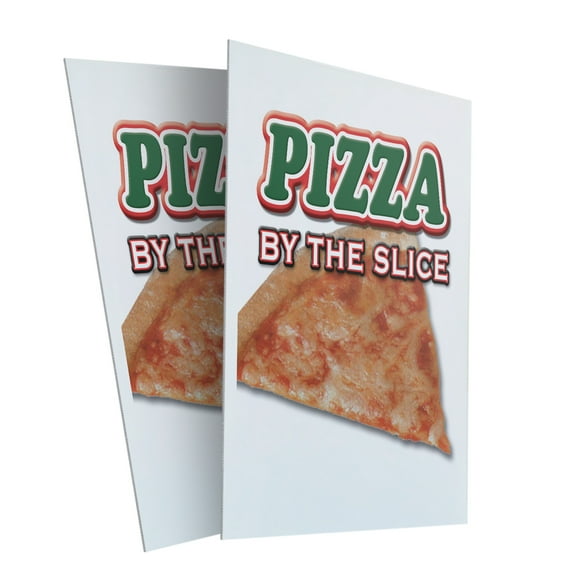 Pizza By The Slice (2-PACK) 24" x 36" Plastic Signs | Sign Insert 4mm Corrugated Plastic Signs Storefront Window Poster