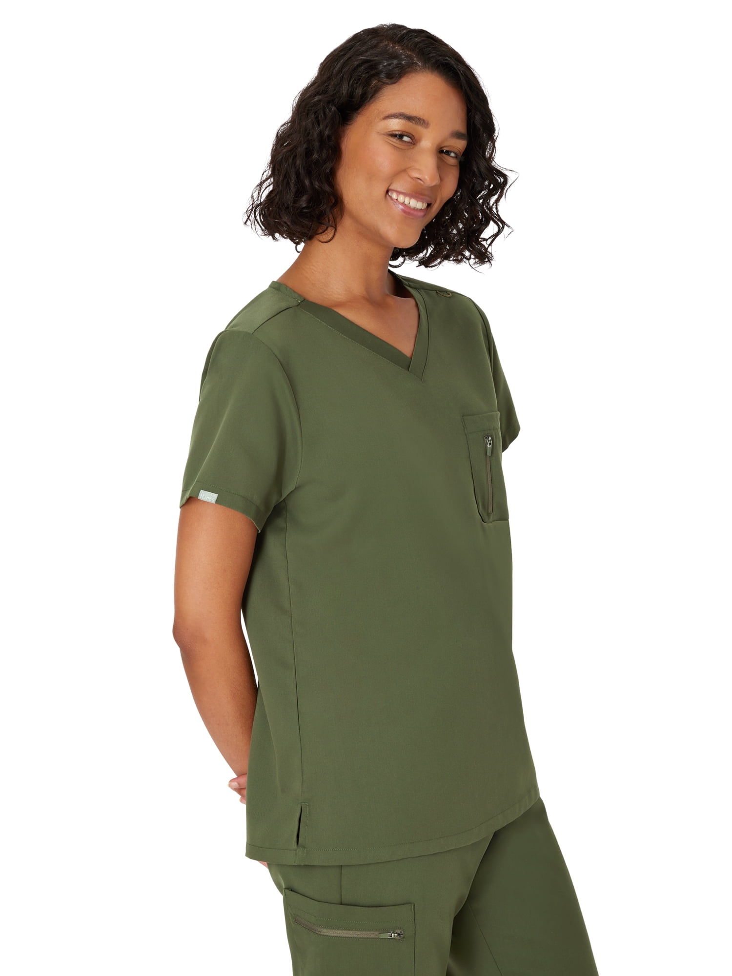 Hanes Women's Scrubs V-Neck Scrub Top, Premium, Short Sleeve, 1 Pocket, Sizes XS-3XL