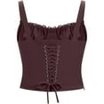 thumbnail image 4 of Feancey Women Corset Lace Up Cami Crop Tops Ruched Casual Sleeveless Tank Top Shapewear Dressy Trendy Party Bustiers Coffee L, 4 of 6