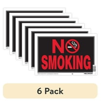 (6 pack) Hillman Group 8" x 12" No Smoking Sign, Black and Red, Plastic - 1 Sign