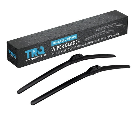 TRQ Silicone Coated Water Repellent Wiper Blades, 20in and 20in Automotive Windshield Wipers (Set of 2)