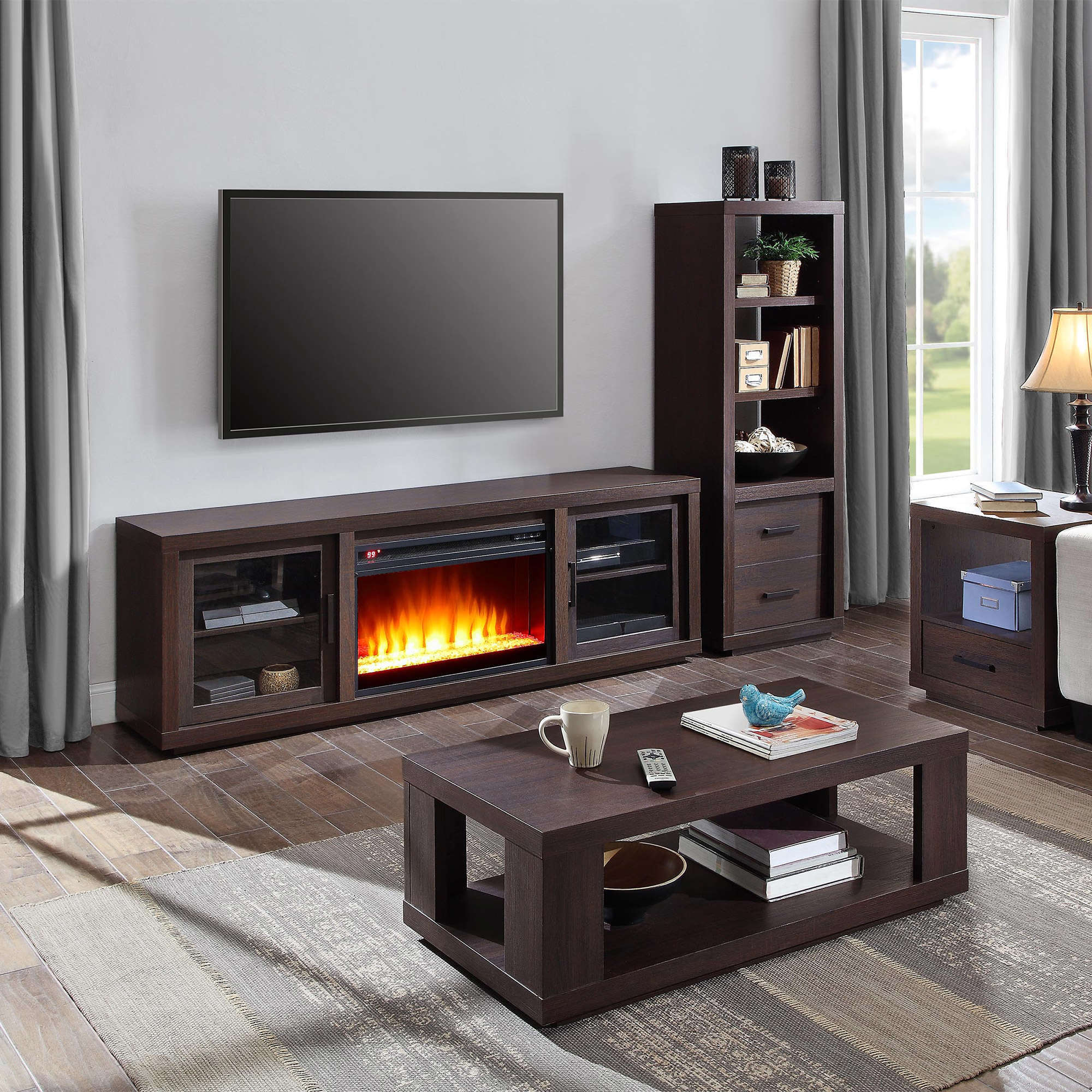 Better Homes & Gardens Steele Media Fireplace Console Television Stand for TVs up to 80" Espresso Finish - image 5 of 9