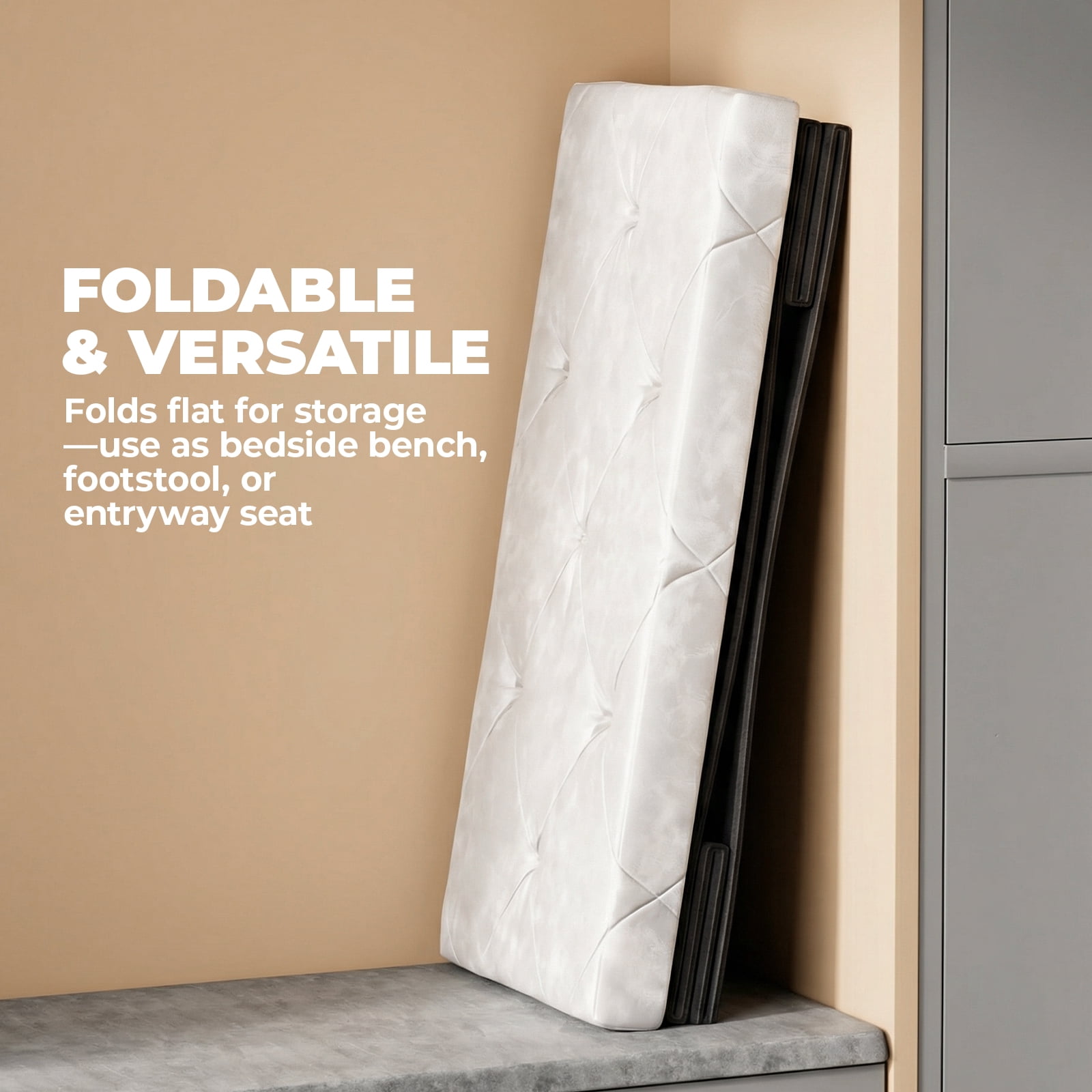Alvantor Foldable Storage Ottoman Bench, 42 Gallon Large Capacity, 660lbs Weight Capacity, 1" Thick Foam Seat