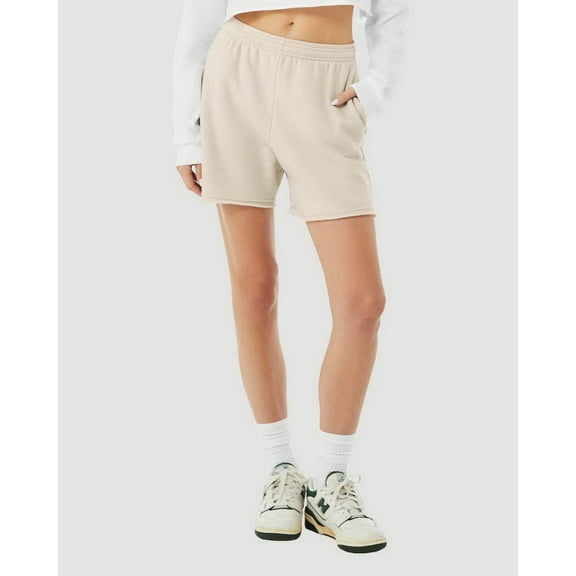 Bella Canvas 3787 Women's Cutoff Fleece Shorts-Heather Dust-M