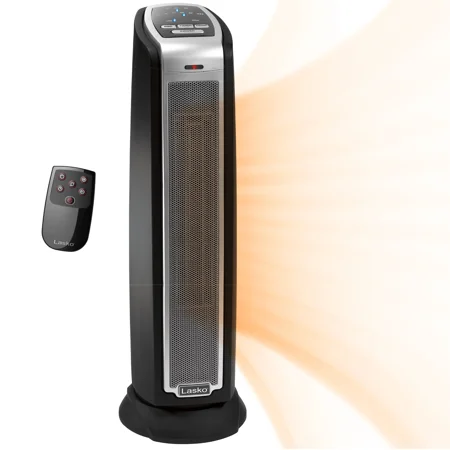 

Happy Home 1500W Electric Oscillating Ceramic Tower Space Heater with Remote 5790 Black