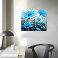 thumbnail image 3 of JEUXUS Blue Flower Wall Art: Teal Floral Canvas Pictures for Living Room Decorations, Modern Grey Artwork Flowers Black White Framed Poster for Bathroom Bedroom Home Decor, 3 of 4