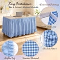 thumbnail image 4 of Desk Skirt,Light Blue Gingham Wrap Around Ruffled Table Skirts,Reusable Draped Table Cover with Ruffle,72x29.9 Inch Soft Fabric Rustic Tablecloth,Tablecloths for Kitchen,Dining Room Party, 4 of 4