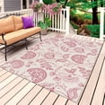 thumbnail image 4 of Outdoor Rug 3x5 ft Pink Pastoral Flowers Outdoor Large Area Rug Non Slip Rubber Farmhouse Floral Front Door Mat RV Rug Camping Carpet Patio Outdoor Rugs for Backyard Balcony Deck Porch Indoor, 4 of 9