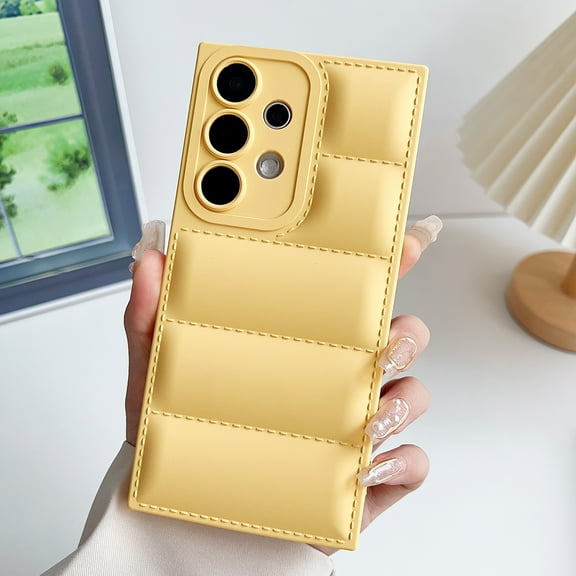 Compatible for Samsung Galaxy A23 5G Liquid Silicone Case, Flexible TPU Bumper Soft Gel Rubber Down Jacket Cover, Shockproof Protective Slim Phone Case for Samsung Galaxy A23 5G, Yellow