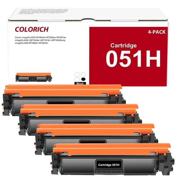 051H Toner Cartridge 4-Pack Black Compatible for Canon 051H CRG051H 051 for ImageCLASS MF264dw MF267dw MF269dw LBP162dw LBP1692dwkg LBP161dn MF266dn MF263dn Printer