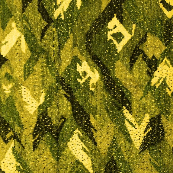 Ahgly Company Machine Washable Indoor Square Abstract Yellow Modern Area Rugs, 6' Square