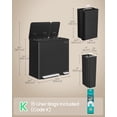 thumbnail image 5 of SONGMICS Kitchen Dual Trash Can, 13 + 5.3 Gallon 2-Compartment Trash Bin,Stainless Steel Garbage Can, Pedals, Soft-Close Lids, Inner Buckets, Black, 5 of 6