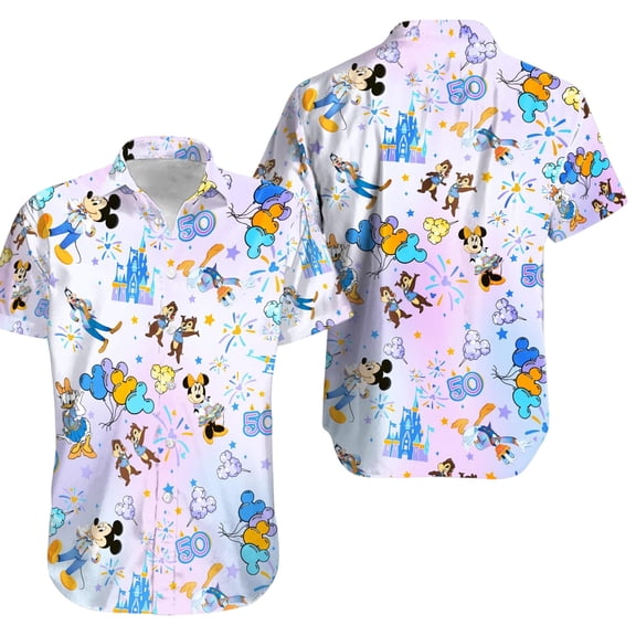 Disneyworld Hawaiian Shirt, Epcot Park Hawaiian Shirt, Magic Kingdom Hawaiian, Disneyland Summer Vacation, Mickey and Friends Aloha Shirt