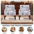 thumbnail image 2 of Bonzy Home Modern Floral Print Accent Chair with Arms and Wooden Legs, 2-Pack Mid‑Century High‑Back Wing Chair with Padded Armrests & Cushioned Seat for Living Room, Blue Yellow Floral, 2 of 8