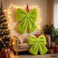 thumbnail image 3 of Amzcrzy Decoración navideña,Árbol de Navidad,Luces navideñas Lazo de tela verde brillante y caprichoso, grande y suave, para decoración navideña, de 35 cm (14 pulgadas), ideal para la entrada de la s, 3 of 6