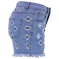 thumbnail image 7 of Womens Cutout Denim Shorts Casual Summer High Waisted Ripped Jean Shorts Hem Distressed Juniors Hot Shorts, 7 of 7