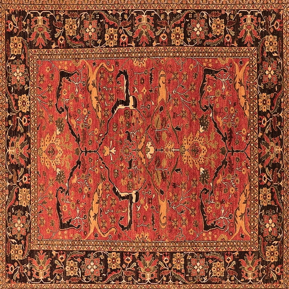Ahgly Company Indoor Square Oriental Orange Industrial Area Rugs, 5' Square