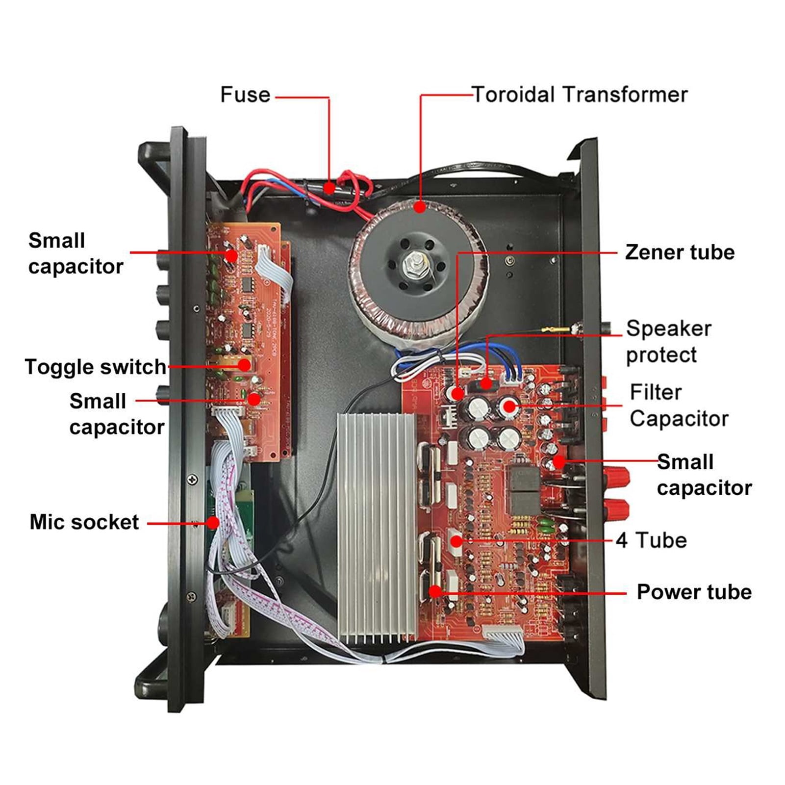 2500W HIFI Bluetooth Power Amplifier Car/Home Theater Digital Power Audio Amplificador for Speaker Treble Bass Control FM USB SD ,Easy to Install