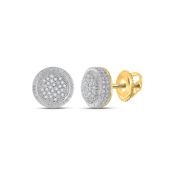Diamond Queen Yellow-tone Sterling Silver Mens Round Diamond Circle Earrings 1/10 Cttw