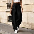 thumbnail image 5 of Karymi Shorts for Women Solid Fake Linen Wide Leg Pants, High Waist Pleated Straight Draped Casual Trousers Lightweight Textured Long Pants, 5 of 7
