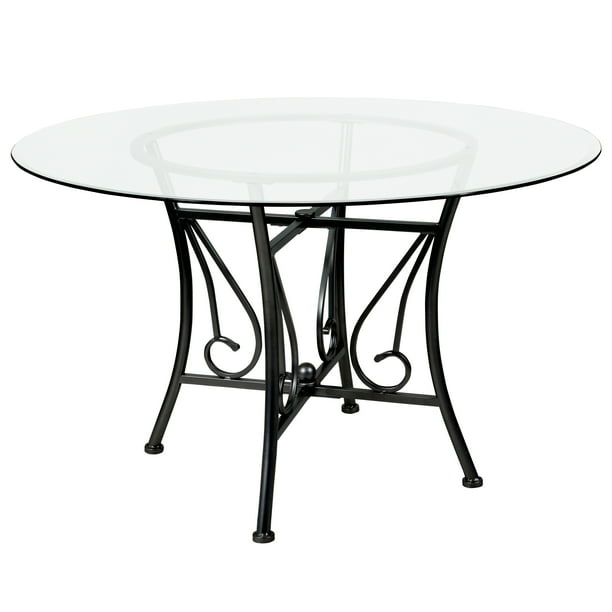 Flash Furniture Princeton 48'' Round Glass Dining Table with Black