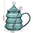 thumbnail image 2 of Choosebetter Christmas Tree Shaped Coffee Mugs,Tea Glass Cups w/Lid&Star Spoon,Green, 2 of 6
