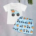 thumbnail image 2 of LIJCC Toddler Baby Boys Summer Clothes Bunny Truck Carrot Print Short Sleeved Crewneck Top and Shorts 2 Piece Set(White,6-7 Years), 2 of 4