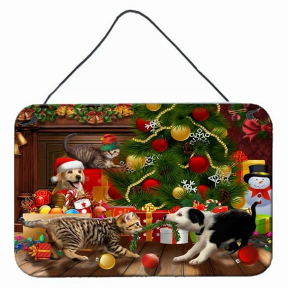 Carolines Treasures PTW2076DS812 Holiday A Little Christmas Fun Yellow Lab Wall or Door Hanging Prints  8x12 multicolor