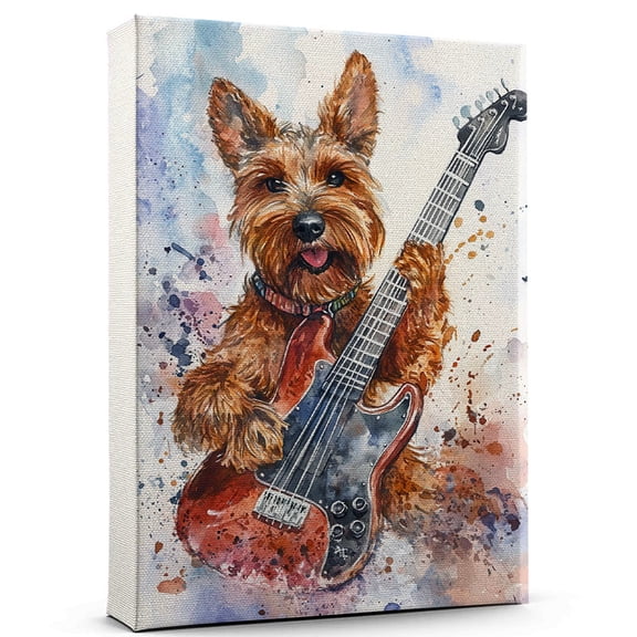Welsh Terrier Dog Stretched Canvas Size 8x12 – Funny Welsh Terrier Dog Canvas Wall Decor, Funny Dog Wall Art for Bass Guitar Room