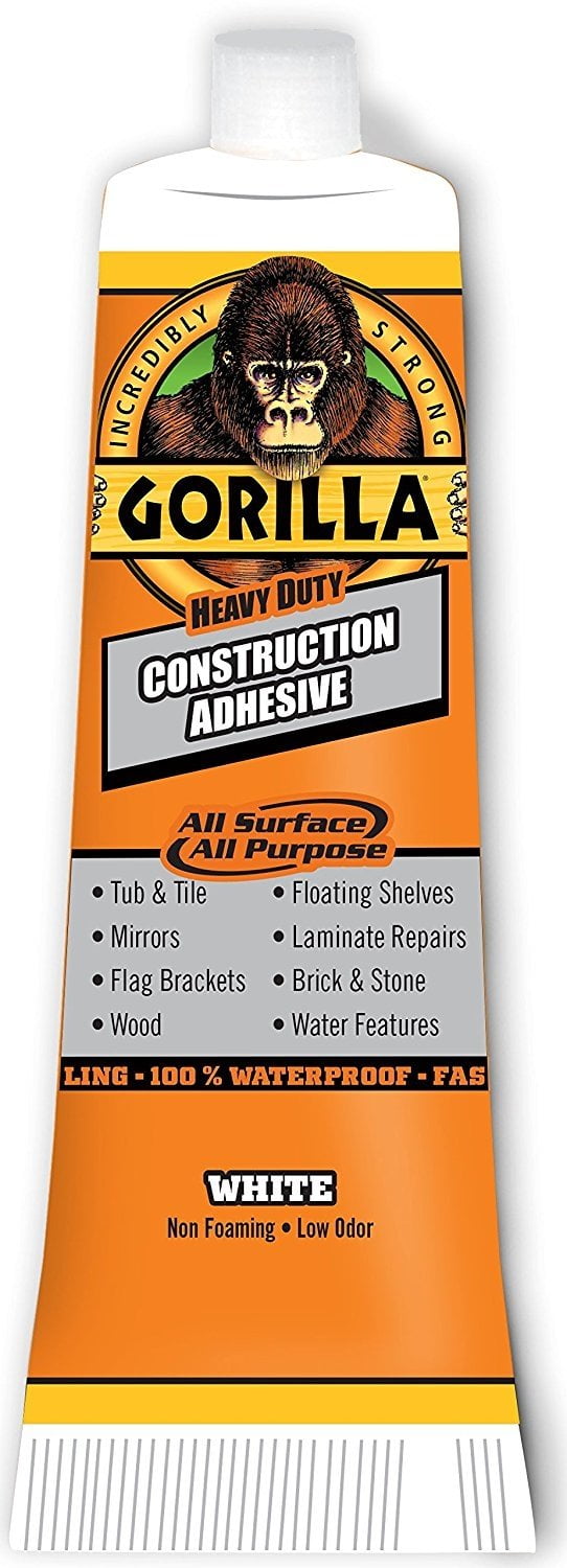 Gorilla 8020001 Heavy Duty Construction Adhesive, 2.5 oz, White