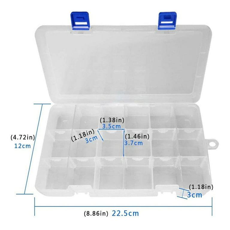 DUONER Plastic Bead Storage Organizer Box Divided Grids 18