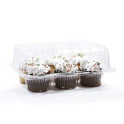 Plastic Hinged Boxes - 50 pcs 6 Cupcake High Dome Hinged 4