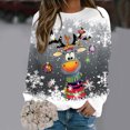 thumbnail image 2 of SRZYMJ Christmas Sweaters Ladies Casual Cool Santa Printed Round Neck Long Sleeved Lightweight Hoodie Top, 2 of 4
