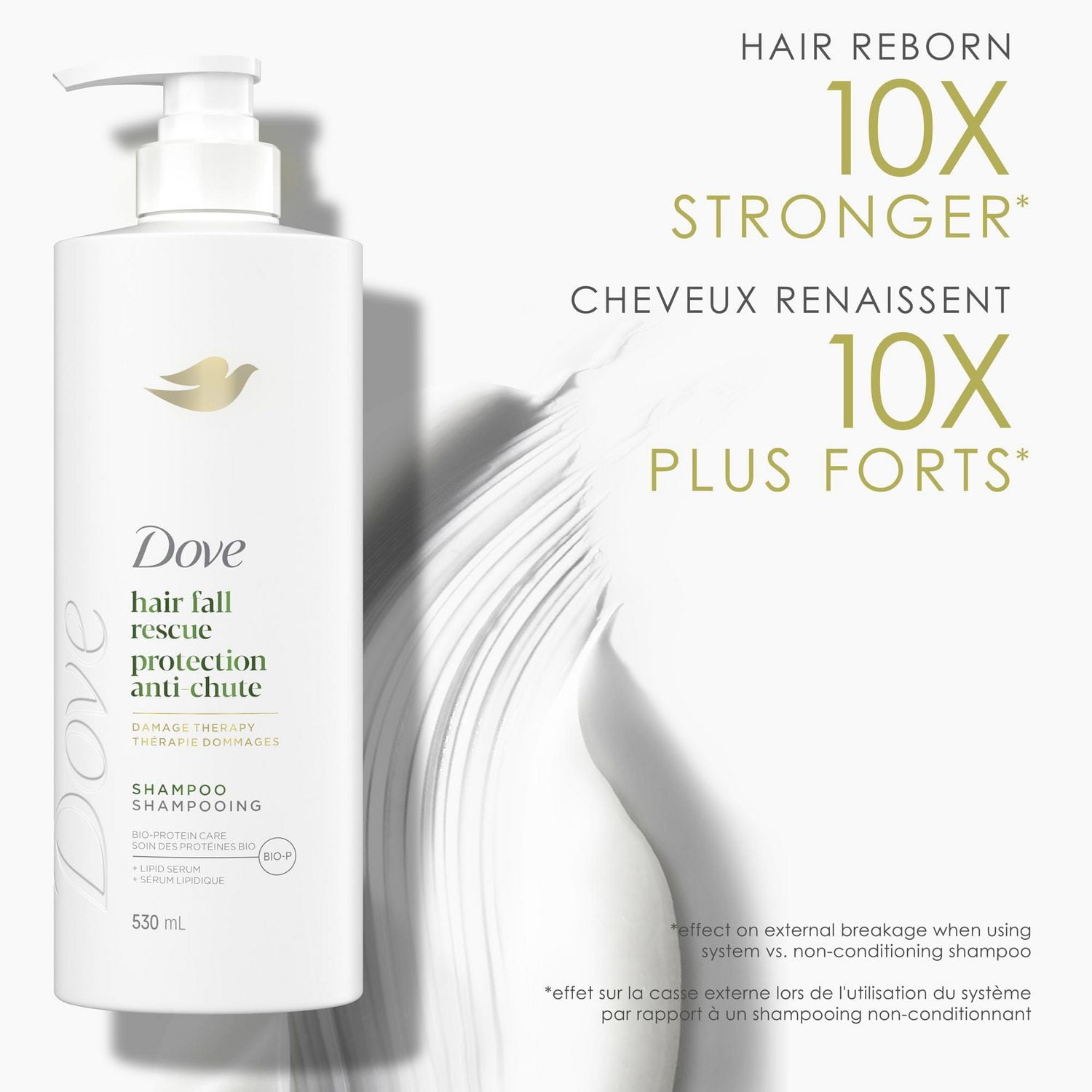 Shampoing pour Cheveux Fragiles, Dove Anti-Chute de Cheveux avec Soin Bio-Protéine Liquide, 530mL 530 ML