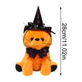thumbnail image 3 of Halloween Orange Cat Stuffed Animal, 11.02 in Witch Kitty Plush, Halloween Indoor Decoration for Table Fireplace, Trick Or Treat Halloween Party Gift (Orange), 3 of 5
