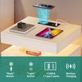 thumbnail image 6 of Dextrus White LED Nightstand Nightstand 2 Drawers Bedside End Table with Wireless Charging Station for Bedroom, Set of 2, 6 of 8