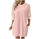 thumbnail image 1 of WILLBEST Vestidos De Lino Para Mujer "Vestido Recto Holgado De Color Puro Con Mangas Cortas Para Mujer, Primavera/Verano, Informal, Cuello Redondo, Liso, Básico", 1 of 3