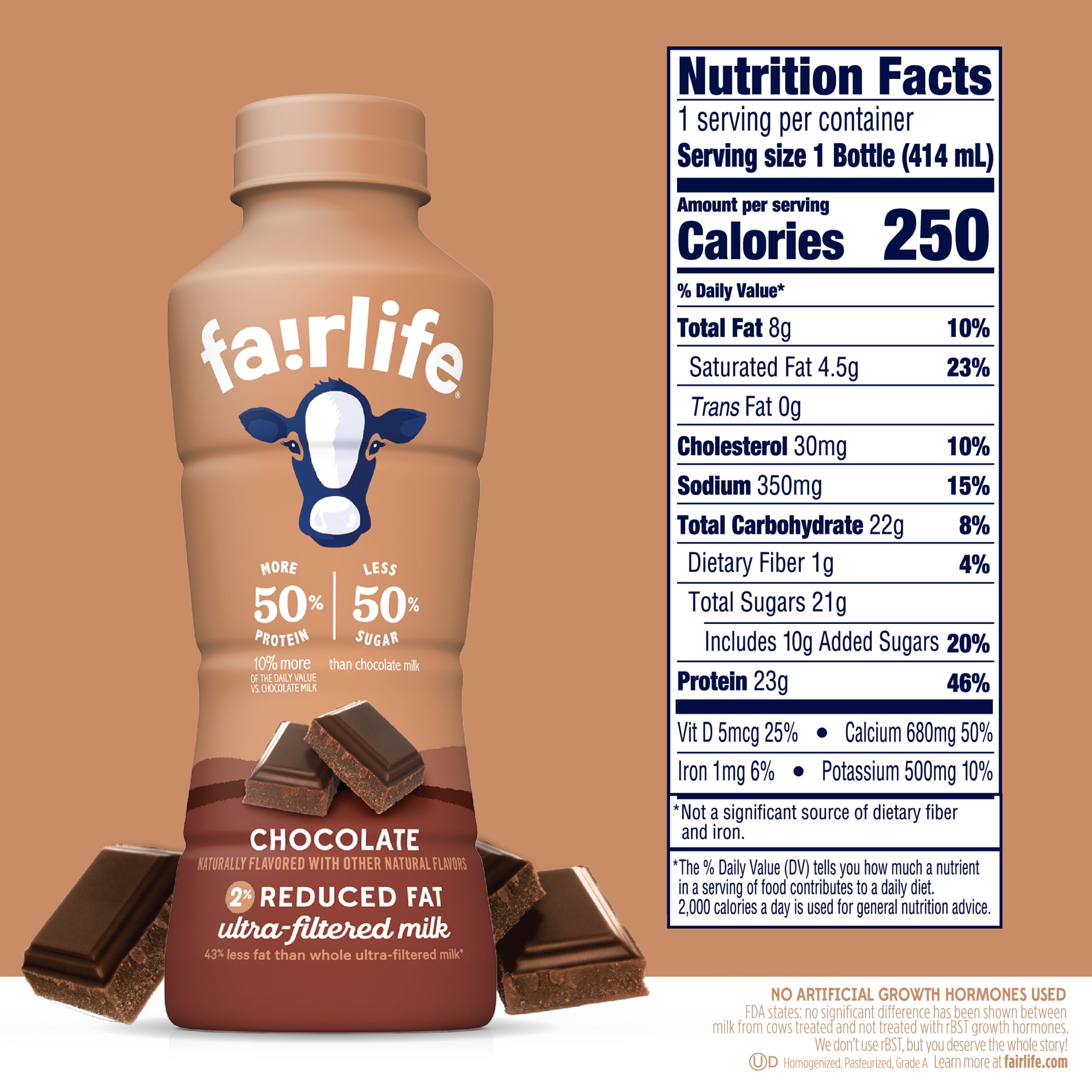 fairlife 2% Reduced Fat Chocolate Ultra Filtered Milk, 14 fl oz
