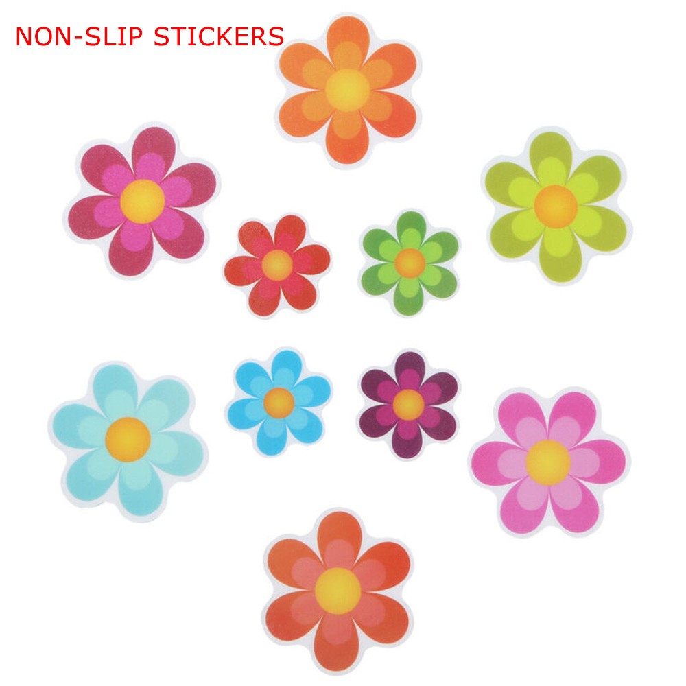 10 Piece Non-Slip Bathtub Stickers Flower Safety Treads Applique ...