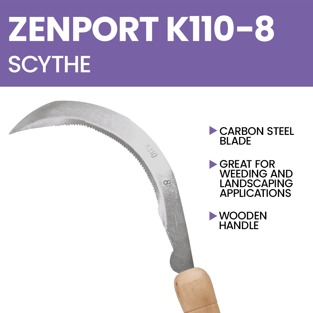 Zenport, Landscape Scythe, K110-8, 8-Inch Carbon Steel Blade